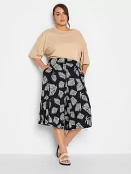 Image of Yours Leaf Stretch Jersey Culotte, Blue, Size 30-32, Women