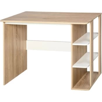 Image of Homcom - Square Desk & Side Shelves Unit Workstation Desktop Sleek Stylish