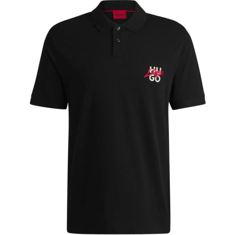 Image of Hugo Double Logo Polo Shirt - Black XL