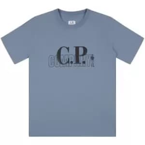 Image of CP COMPANY Junior Logo T-Shirt - Blue