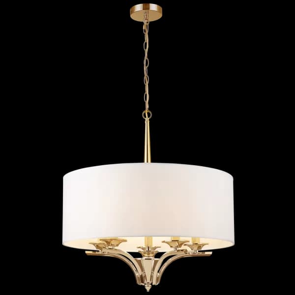 Image of Atlanta 5 Light Cylindrical Pendant Ceiling Light Gold, E14