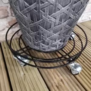 Image of Tom Chambers Handcrafted Heavy Duty Round Black Metal Garden Patio Plant Flower Pot Stand Caddy Trolley Dolly on Strong Metal Castor Wheels 32cm