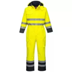 Image of Biz Flame Hi Vis Flame Resistant Rain Multi Coverall Yellow / Navy 3XL