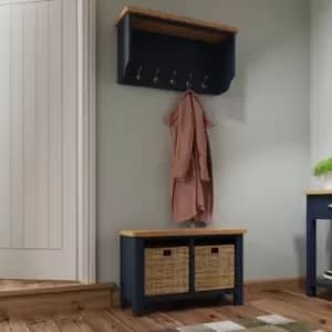 Image of Rye Two Tone Oak & Blue Coat Rack With Mirror