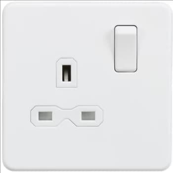 Image of KnightsBridge Screwless 13A 1G DP switched socket - Matt white with white insert