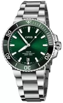 Image of ORIS 01 733 7766 4157-07 8 22 05PEB Aquis Date 41.5mm Green Watch