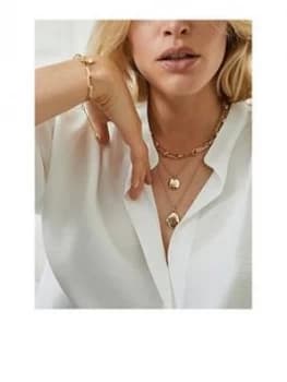 Image of Mint Velvet Gold Hammered Short Necklace