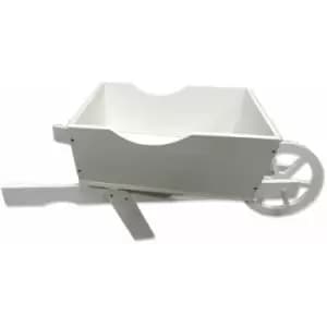 Image of Farmyard style wooden wheelbarrow planter - White