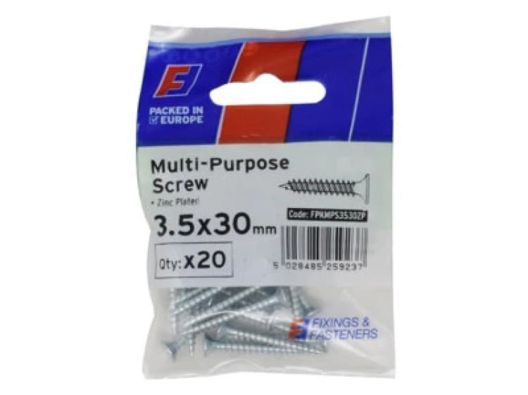 Image of Forgefix Multi Purpose Pozi Screw Csk St Zp 3.5 X 30mm Forgepack 20 Forfpms3530Z