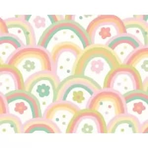 Image of Origin Murals Rainbow Wobble Green Wall Mural - 3.5 x 2.8m