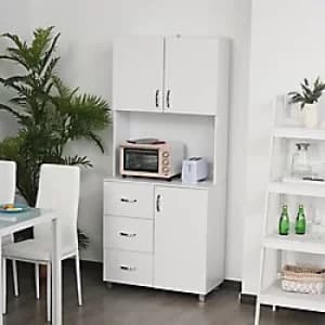 Image of Homcom Tall Kitchen Storage Wooden Cabinet with Open Space