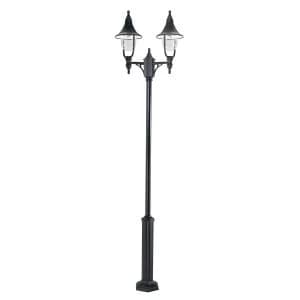 Image of 2 Light Twin Outdoor Lamp Post Black Polycarbonate IP44, E27