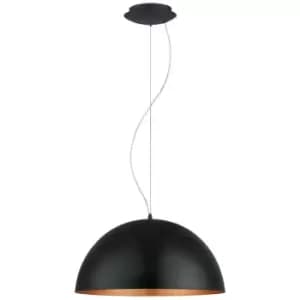 Image of Netlighting Gaetano 1 Light Dome Ceiling Hanging Pendant Black, Copper, E27