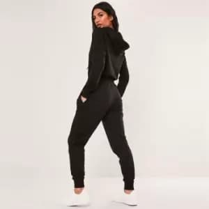 Image of Missguided Hooded Zip Up Jumpsuit - Black