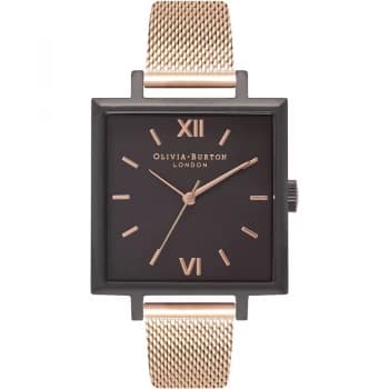 Image of Square Dial Black & Rose Gold Watch