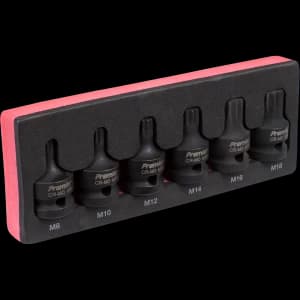 Image of Sealey 6 Piece 1/2" Drive Impact Spline Socket Bit Set 1/2"