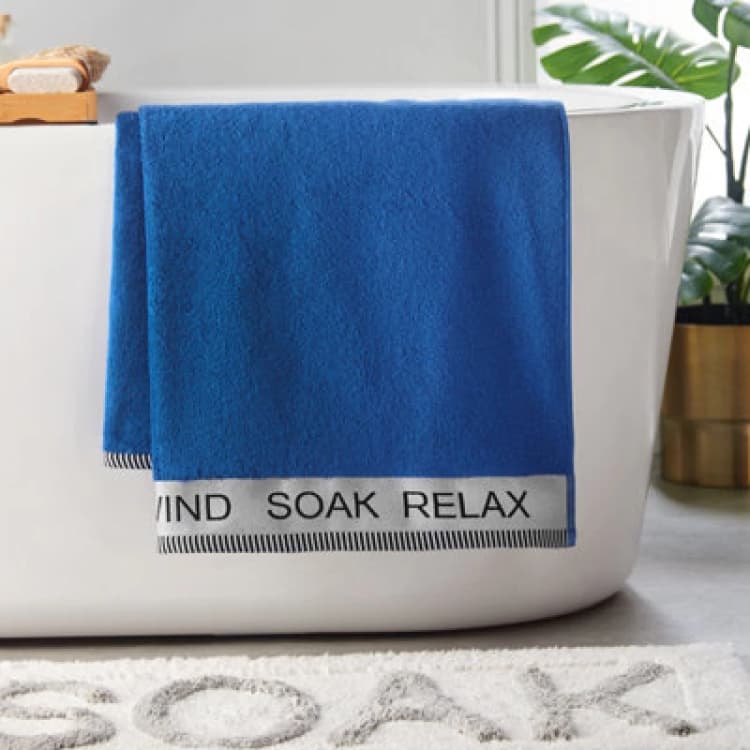 Image of Catherine Lansfield Relax And Unwind Bath Towel Cobalt Blue