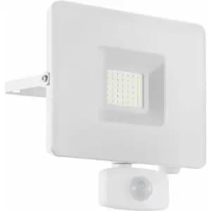 Image of Loops - IP44 Outdoor Flood Light & pir Sensor White Aluminium 30W Built in led