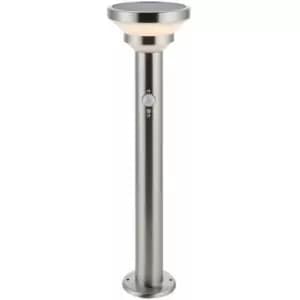 Image of Loops - 500mm Outdoor Lamp Post Light - Brushed Steel & White Diffuser - Solar Powered