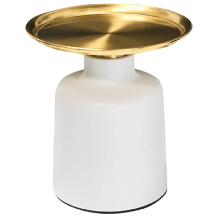 Image of Beliani Side Table Dove Metal White/ Gold