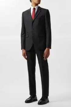 Image of Mens Slim Fit Plain Charcoal Wool Suit Jacket