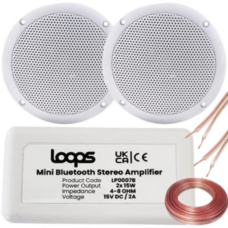 Image of Loops SMART HOME Bluetooth Amplifier & 2x Ceiling Mini Speaker Kit Compact HiFi Amp Multi unisex