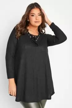 Image of Ribbed Lace Up Swing Top