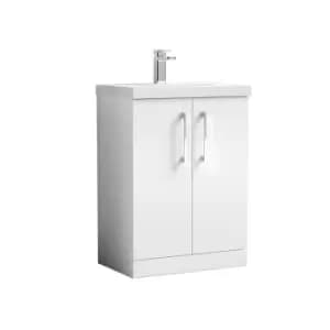 Image of Nuie Arno 600mm Floor Standing 2 Door Vanity & Mid-Edge Basin Gloss White