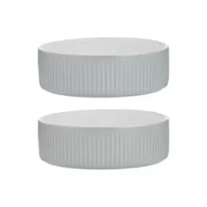 Image of Linear Grey Set Of 2 Pet Bowls 13X4cm