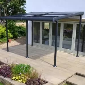 Image of Creador Aluminium 4 x 3m Wall Gazebo with Retractable Roof - Anthracite