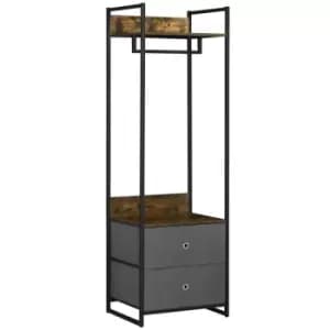 Image of HOMCOM Clothes Rail Metal Coat Stand Garment Rack With 2 Fabric Storage Drawer