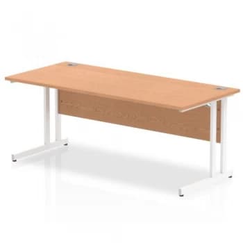 Image of Trexus Rectangular Desk White Cantilever Leg 1800x800mm Oak Ref