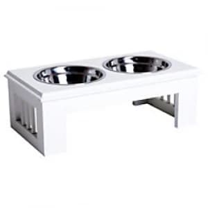 Image of PawHut Pet Feeder White 240 mm x 437mm x 150 mm