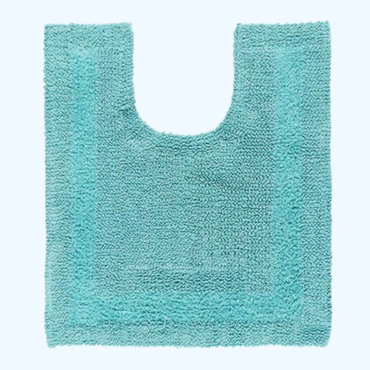 Image of Homescapes Luxury Reversible Cotton Pedestal Mat - Aqua