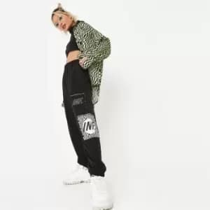 Image of Missguided Petite graphic jogger - Black
