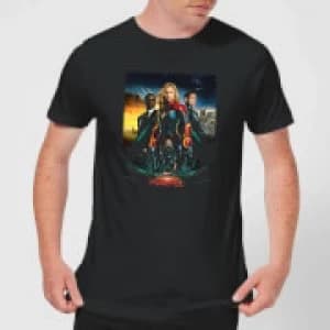 Image of Captain Marvel Movie Starforce Poster Mens T-Shirt - Black - M