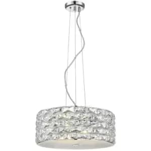 Image of Impex Aruba 5 Light LED Chrome Crystal Pendant Ceiling Light