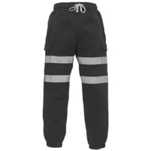 Image of Yoko Adults Unisex Hi Vis Jogging Pants (2XL) (Black) - Black