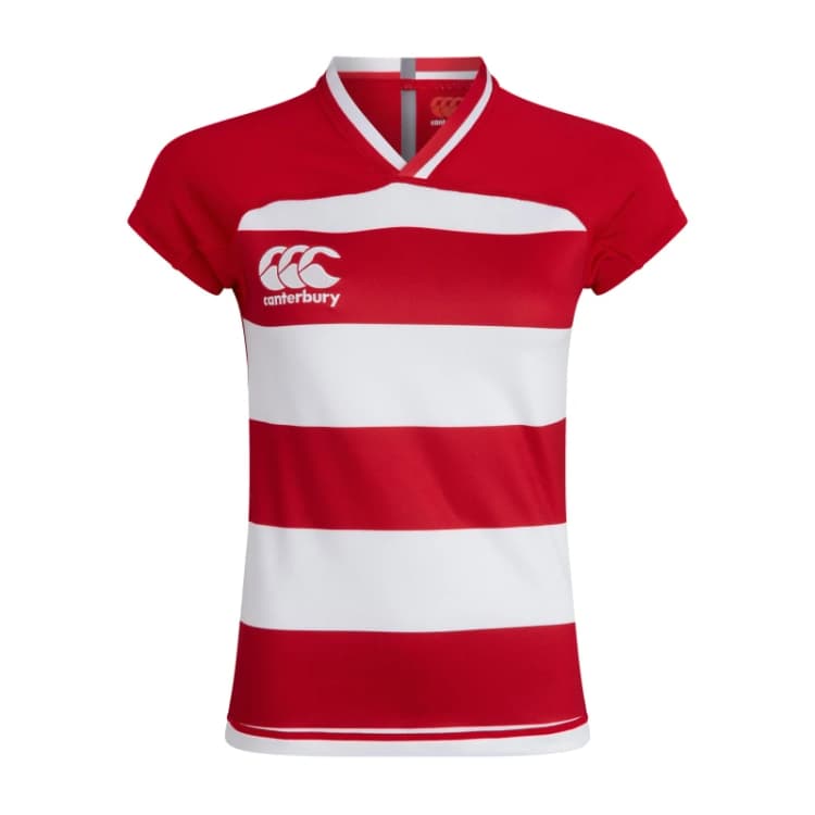 Image of Canterbury Vapodri Hooped Evader Jersey - Red Red 6