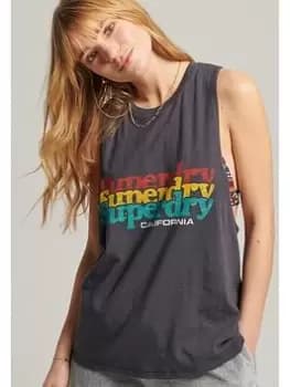 Image of Superdry Vintage Cali Stripe Vest -grey, Grey, Size 12, Women