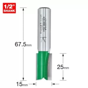 Image of Trend CRAFTPRO Two Flute Straight Router Cutter 15mm 25mm 1/2"