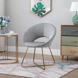 Image of HOMCOM Modern Accent Chairs Velvet Upholstered Armchair with Gold Legs Grey