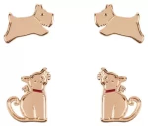 Image of Radley RYJ1280S Cat and Dog Stud Earrings Rose Jewellery