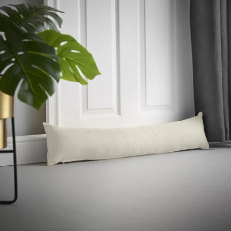 Image of Essential Living Velvet Chenille Draught Excluder 90cm x 15cm x 15cm Cream ZWAYDECRM