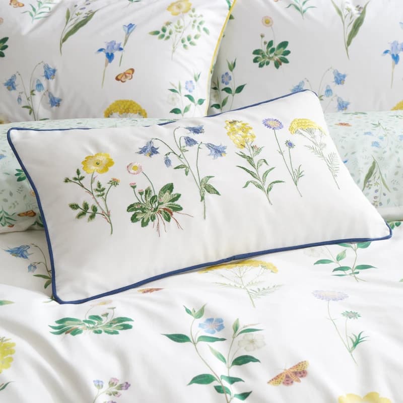 Image of RHS Botanical Cottage Garden Rectangle Cushion White