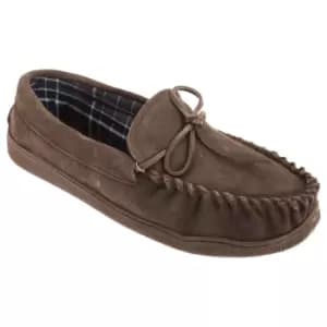Image of Sleepers Mens Adie Real Suede Moccasin Slippers (11 UK) (Brown)