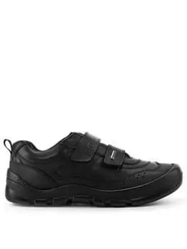 Image of Start-rite STARTRITE Trooper Boys Waterproof Leather Double Riptape Durable School Shoes - Black Leather, Size 5.5 Older