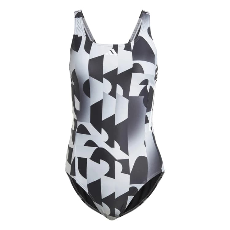 Image of adidas 3-Stripes Graphic Swimsuit Black female 10 (S)