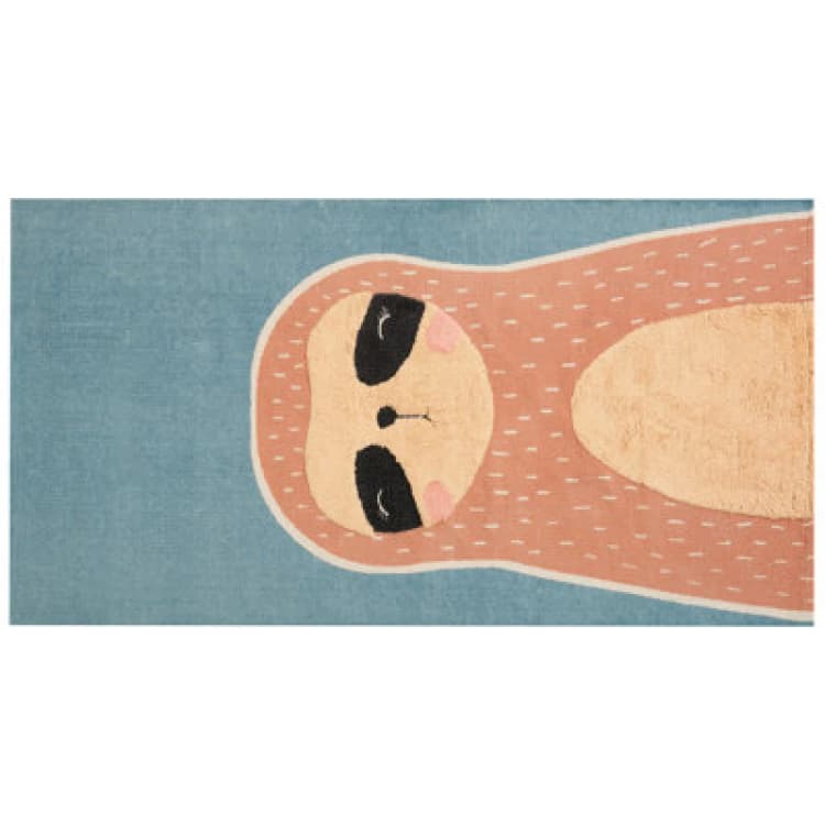 Image of Beliani Kids Rug Isak Blue 80 X 150 Cm Cotton