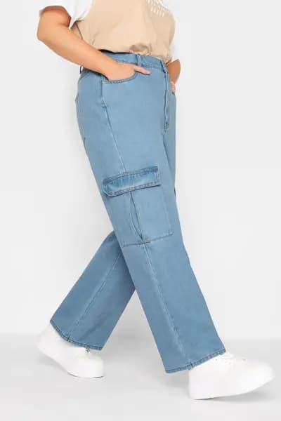 Image of Yours Cargo Jeans Blue